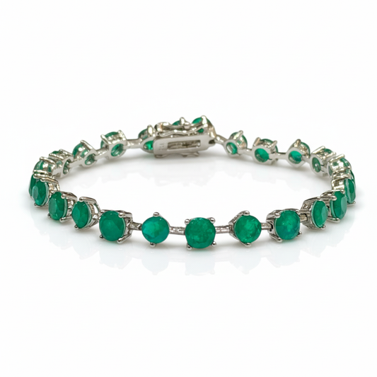 Pulsera Geométrica de Esmeralda Colombiana
