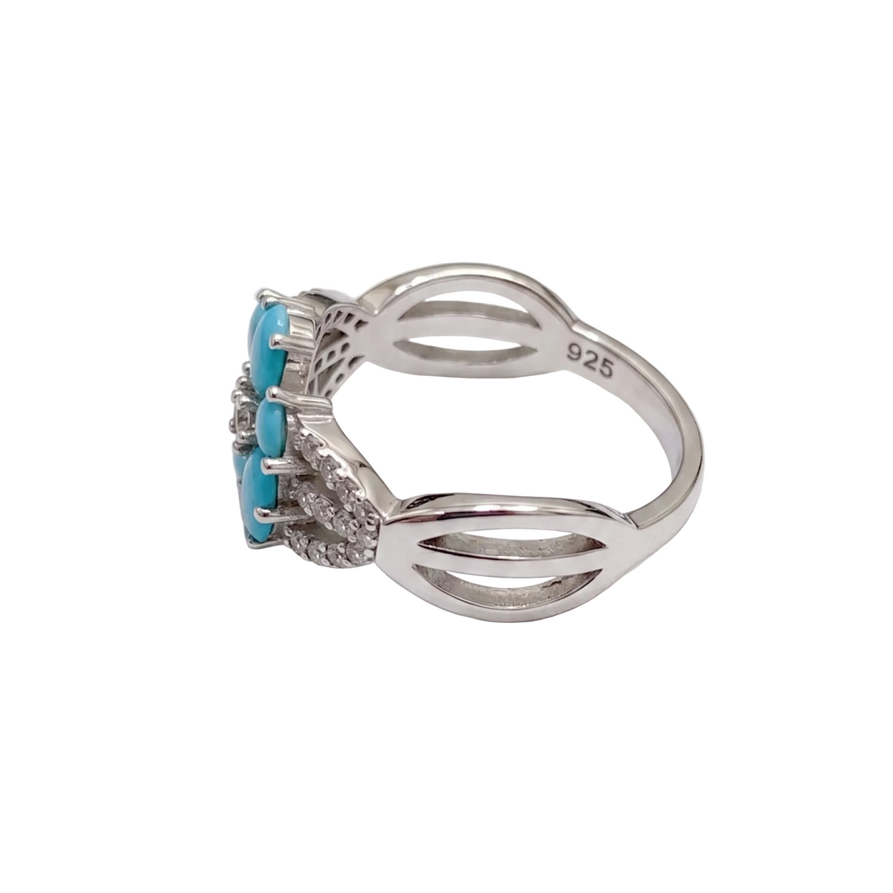 Anillo Flor de Topacio Azul