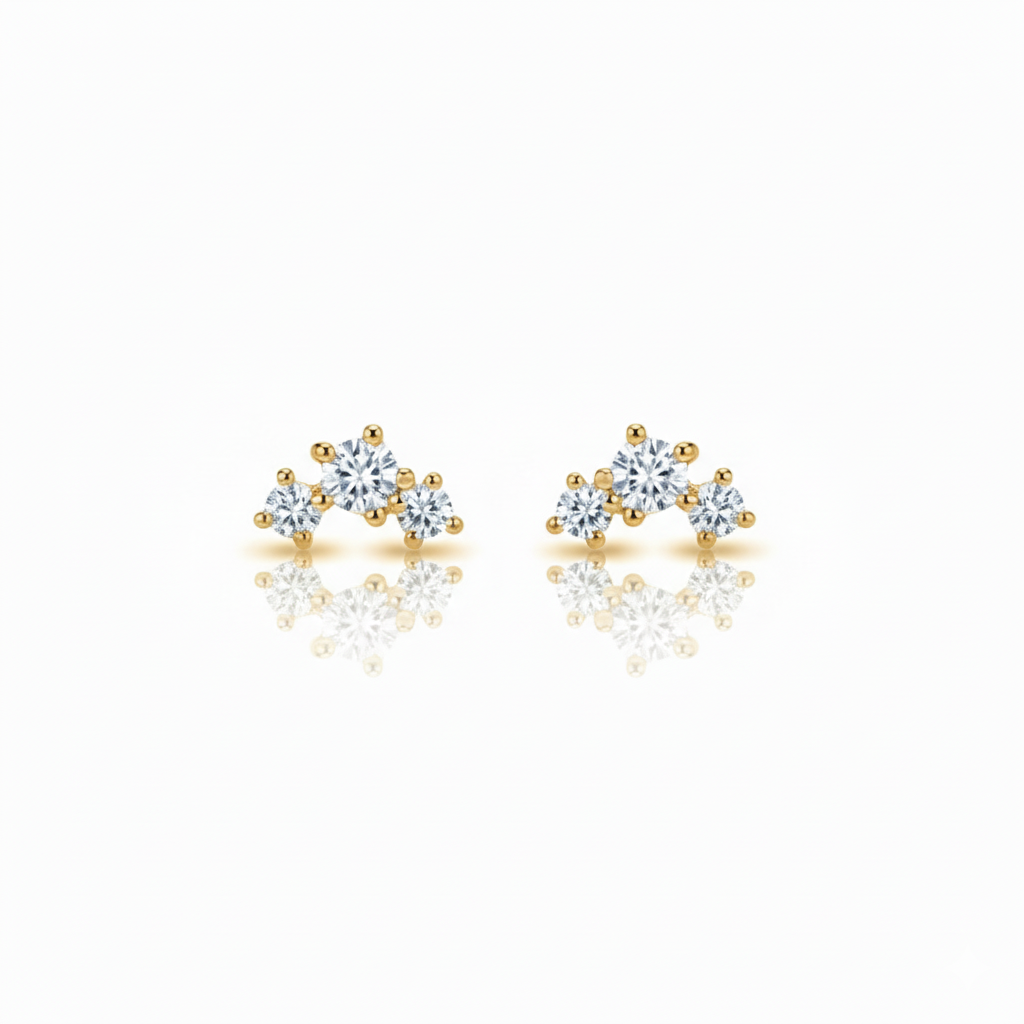 Aretes Stud Mini de Chapa con Zirconias