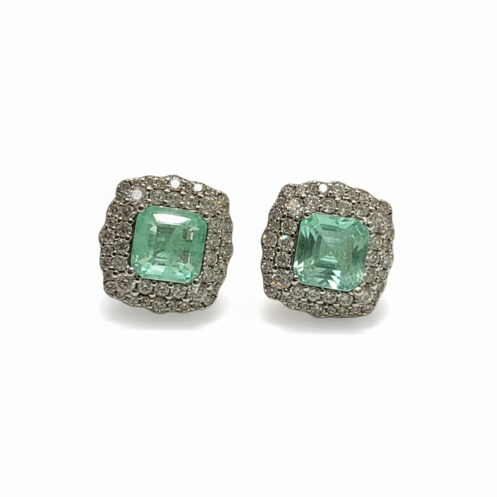 Aretes de Paraíba con Doble Halo