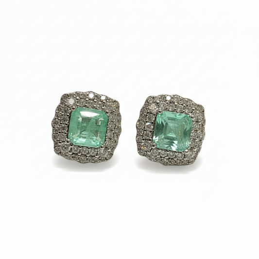 Aretes de Paraíba con Doble Halo