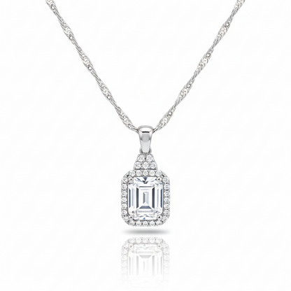 Set de Plata .925 con Baño de Rodio y Piedras Cultivadas en Topacio Blanco