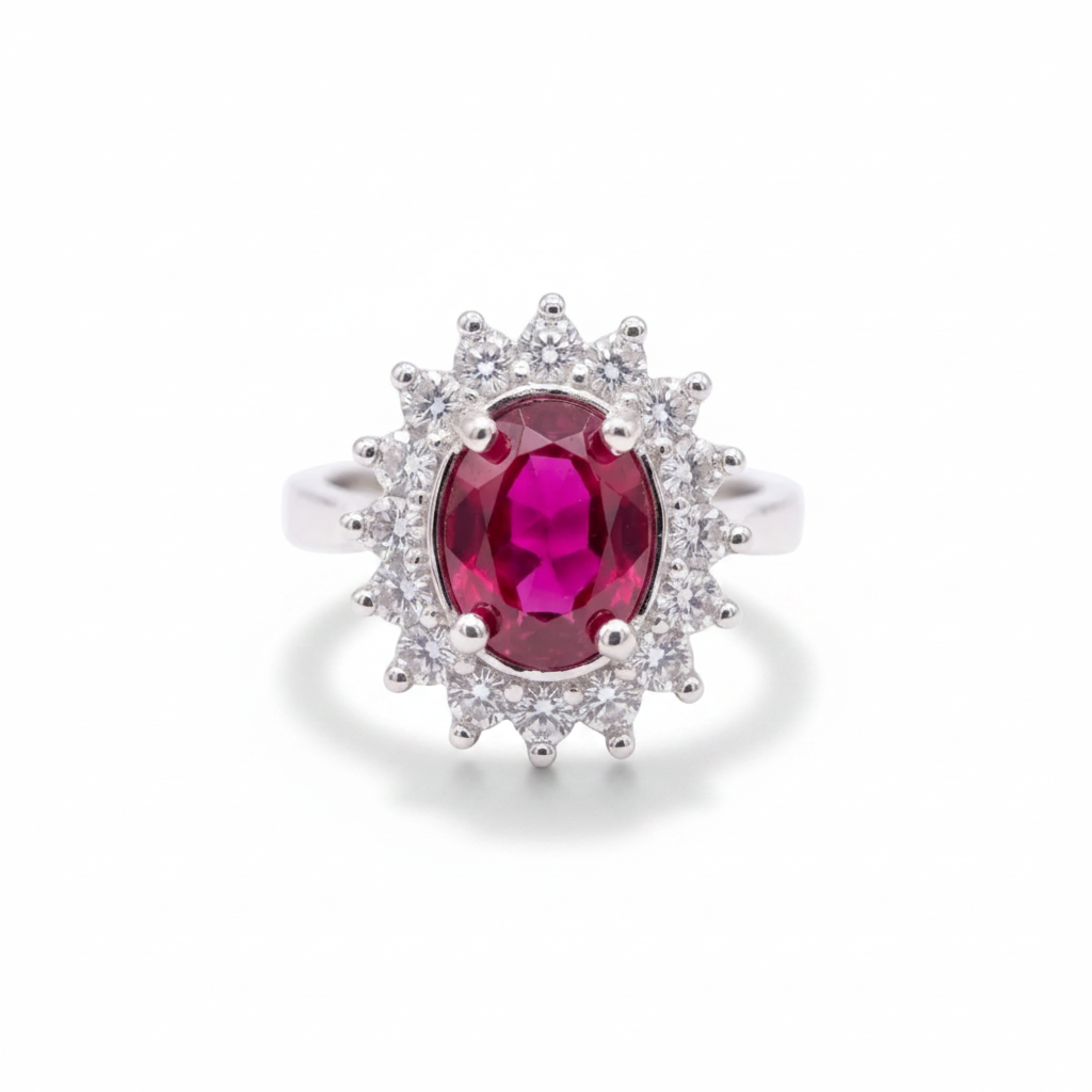 Anillo Lady Di en Rubi Plata.925