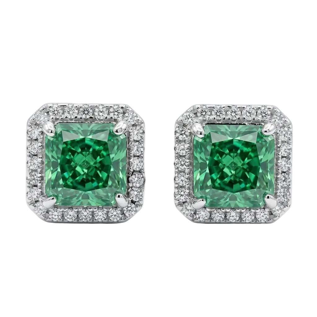 Aretes Alice (Esmeralda & Halo Real)