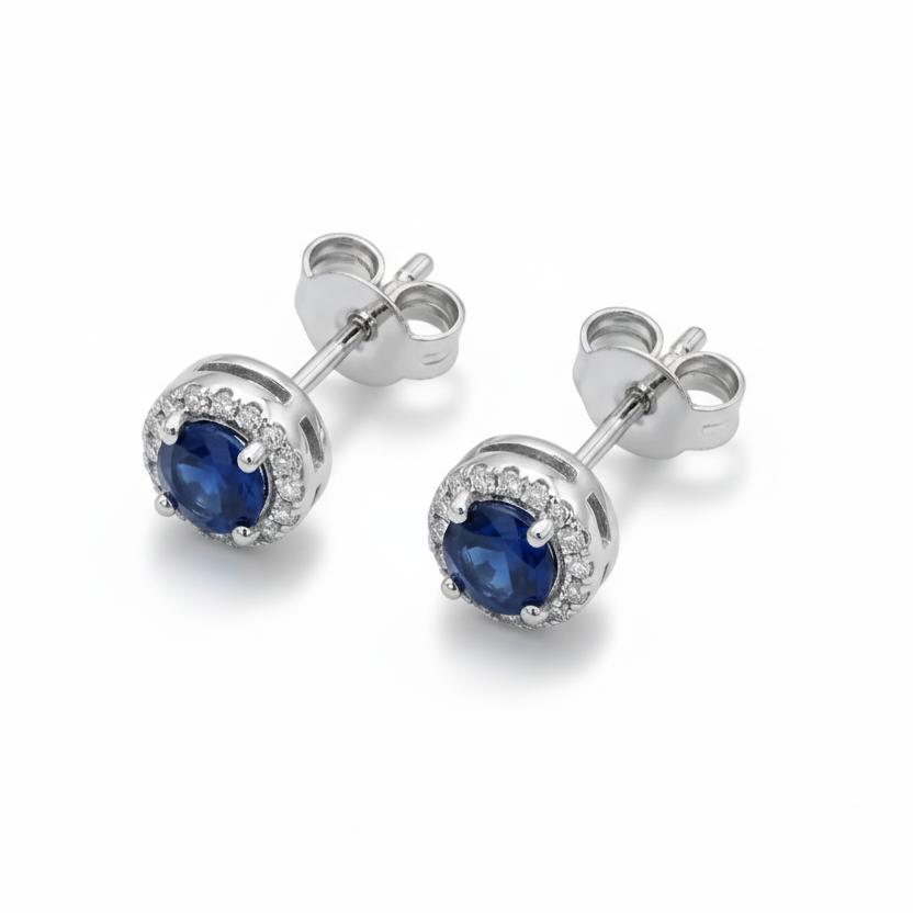 Aretes Sofía (Mini Zafiro & Halo)