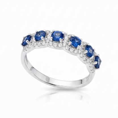 Churumbela de Oro Blanco 14k con Zafiro y Diamantes Naturales