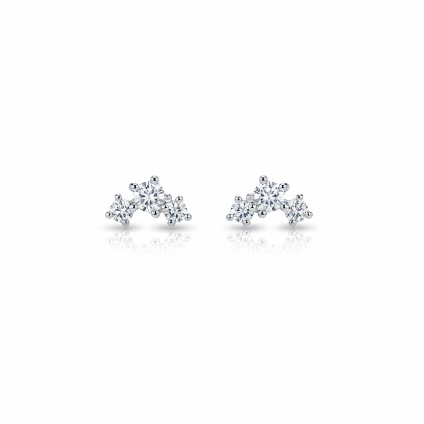 Aretes Stud Mini de Rodio con Zirconias
