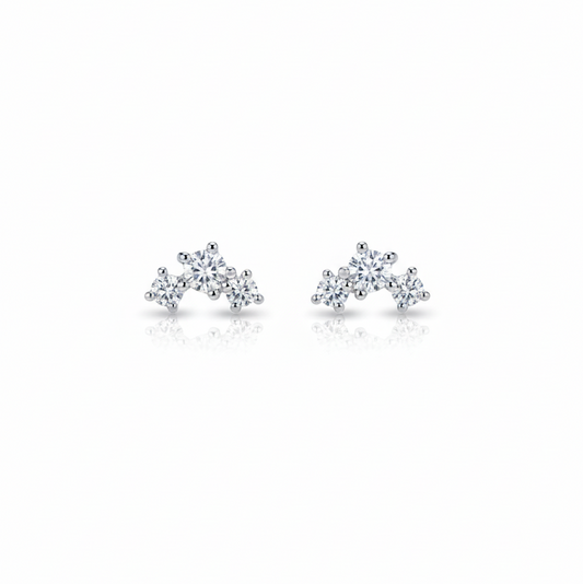 Aretes Stud Mini de Rodio con Zirconias