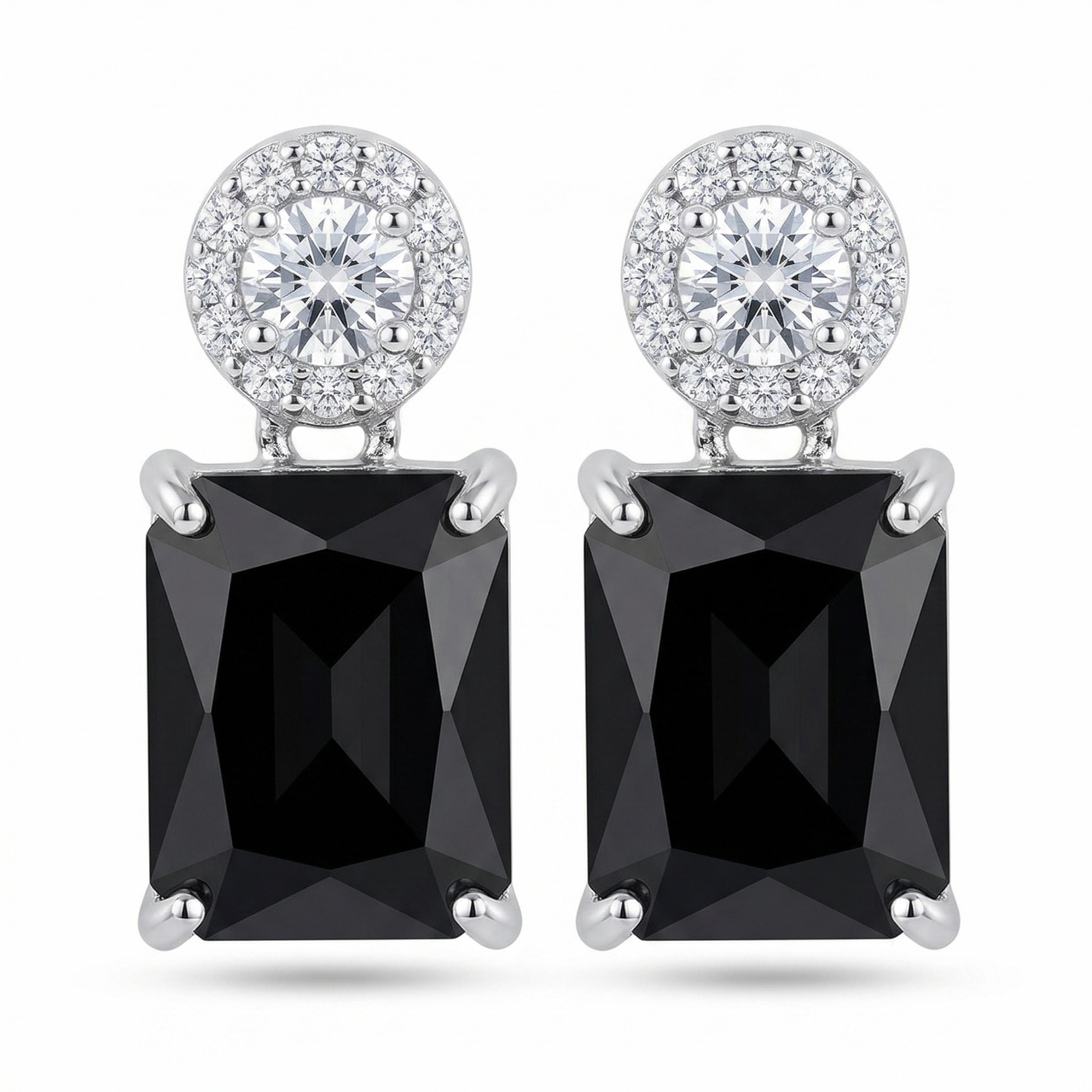 Aretes Elena (Ónix & Rodio)