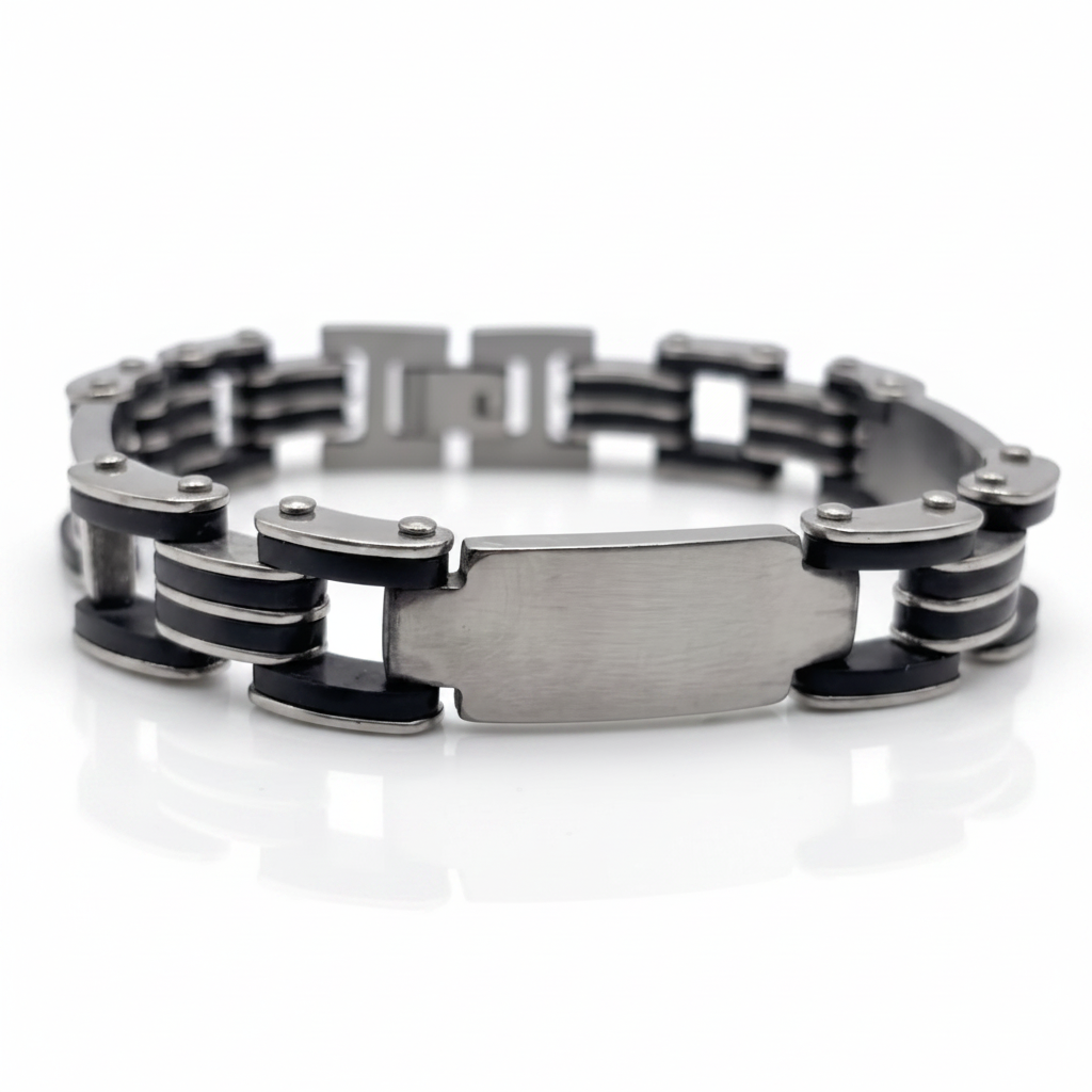 Pulsera de Eslabones Industriales Titan Edge con Placa Central