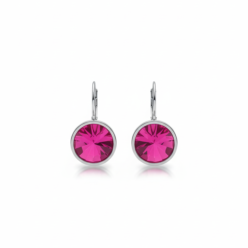 Huggies de Rodio con Zirconias en Tonos Azul, Rosa y Amarillo