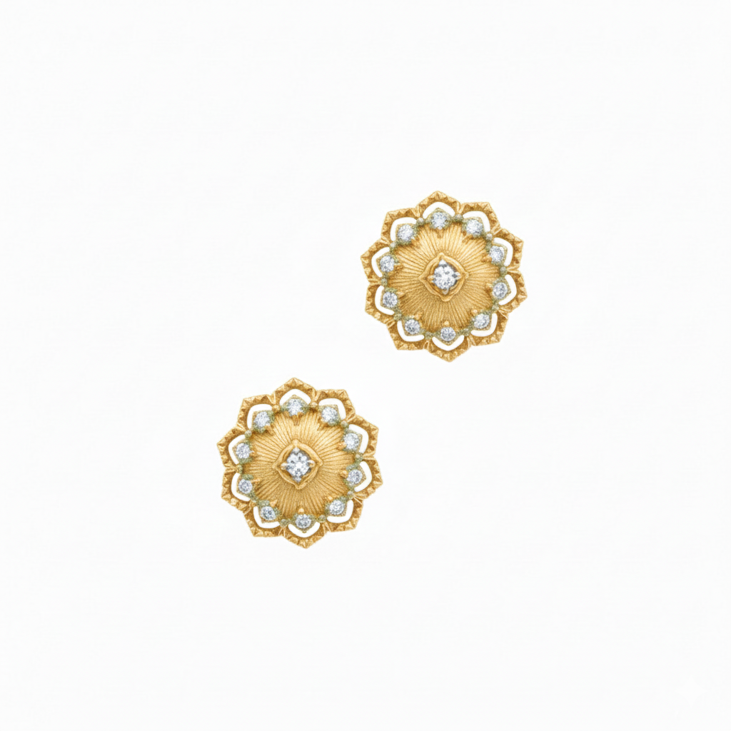 Aretes de Plata .925 con Baño de Rodio y Oro – Diseño de Flor con Topacio Blanco