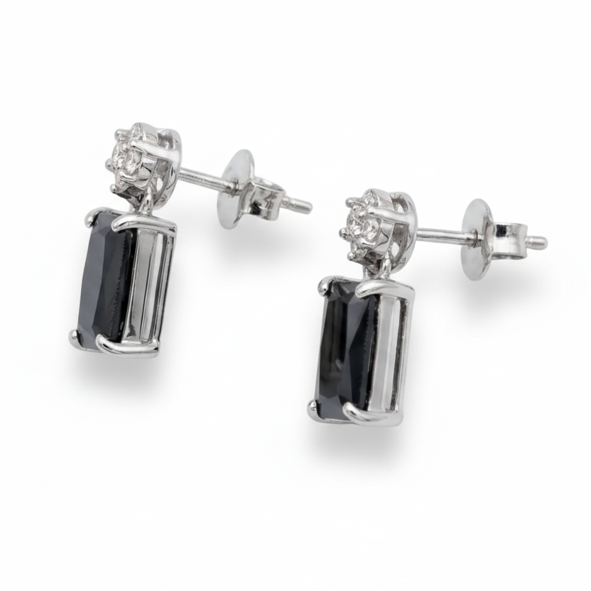 Aretes Elena (Ónix & Rodio)