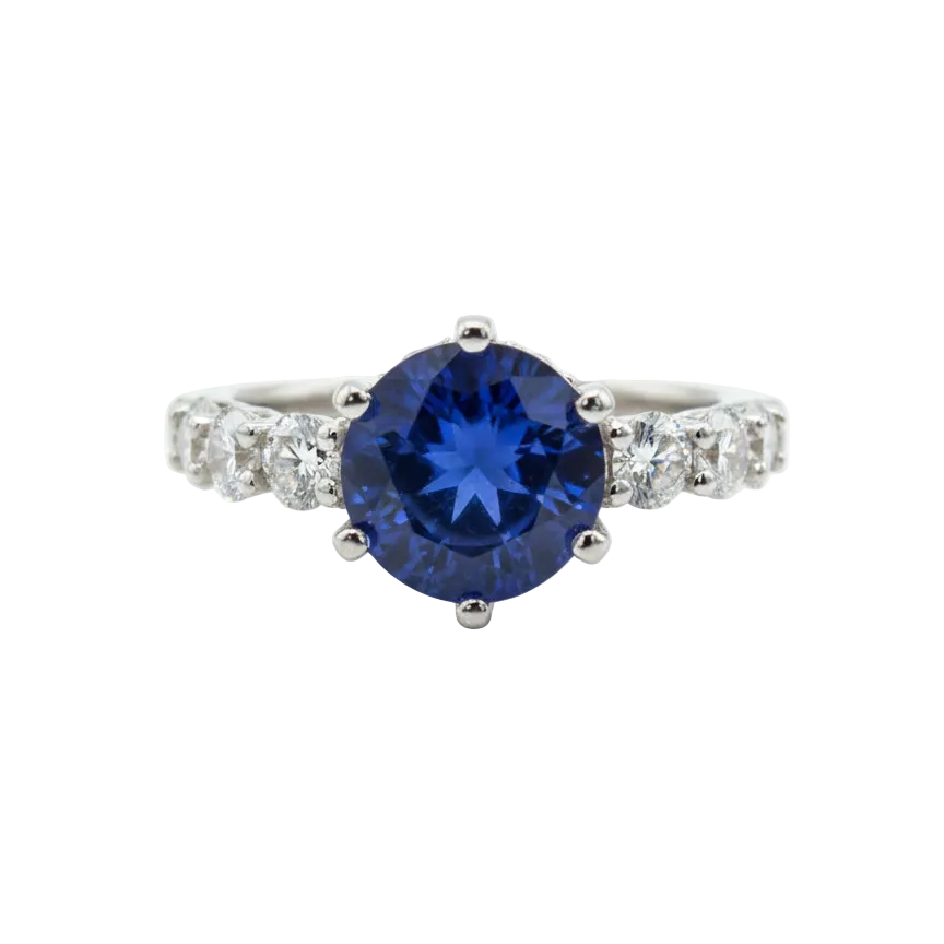 Anillo Zafiro Round Hidden Halo