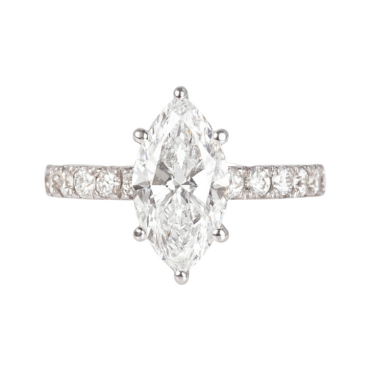 Anillo de Oro Blanco 14k con Diamante de Laboratorio Corte Marquise