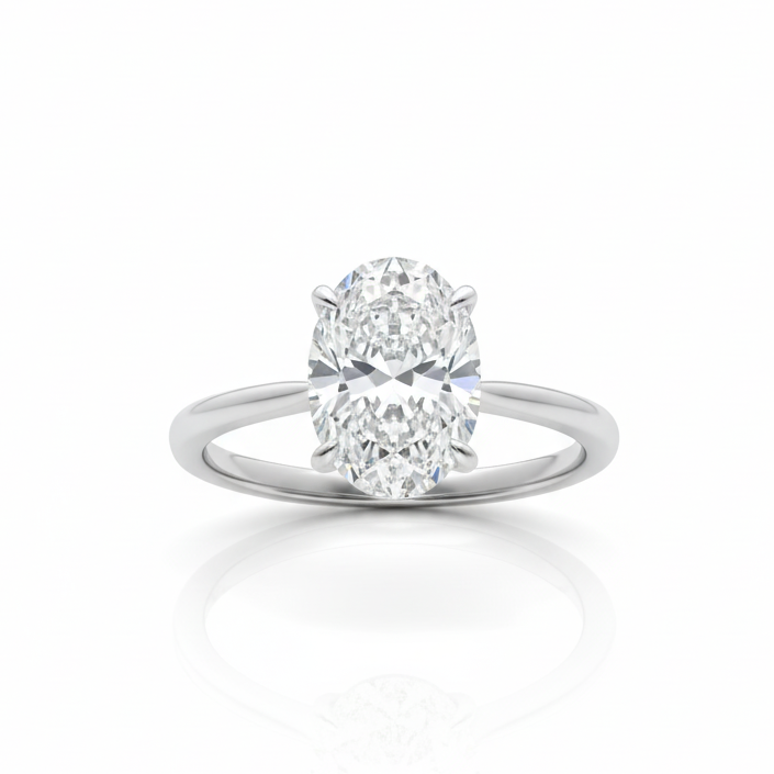 Oro Blanco 14k · Diamante de Laboratorio 2.52 ct · Hidden Halo · Montadura Catedral