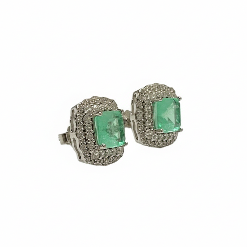 Aretes de Paraíba con Doble Halo