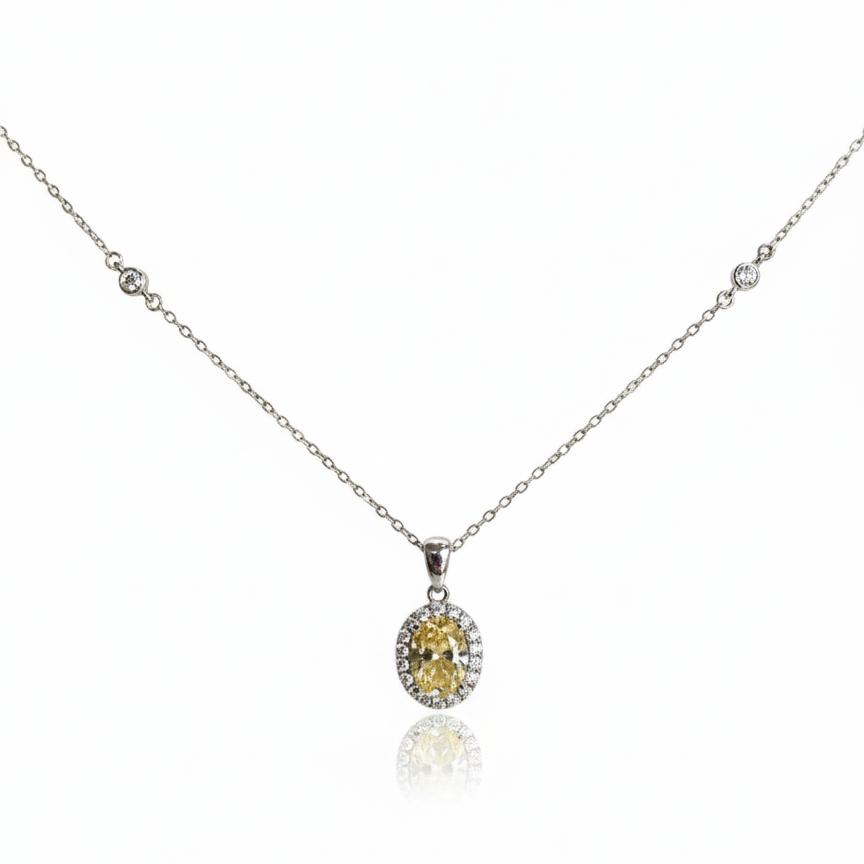 Collar Citrino Oval Halo