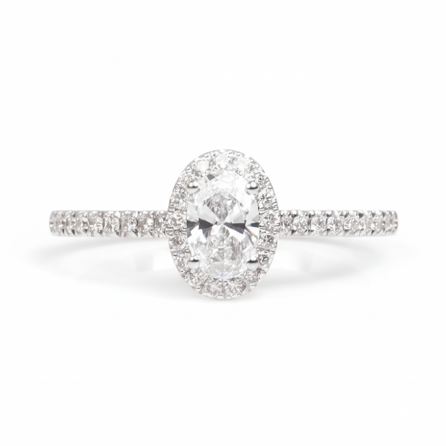 Anillo de Oro Blanco 14k con Diamante de Laboratorio