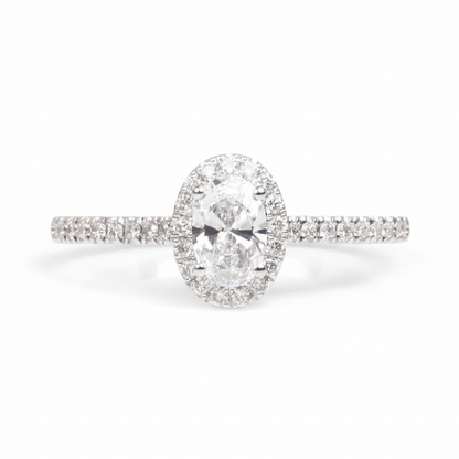 Anillo de Oro Blanco 14k con Diamante de Laboratorio