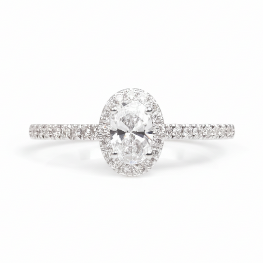 Anillo de Oro Blanco 14k con Diamante de Laboratorio