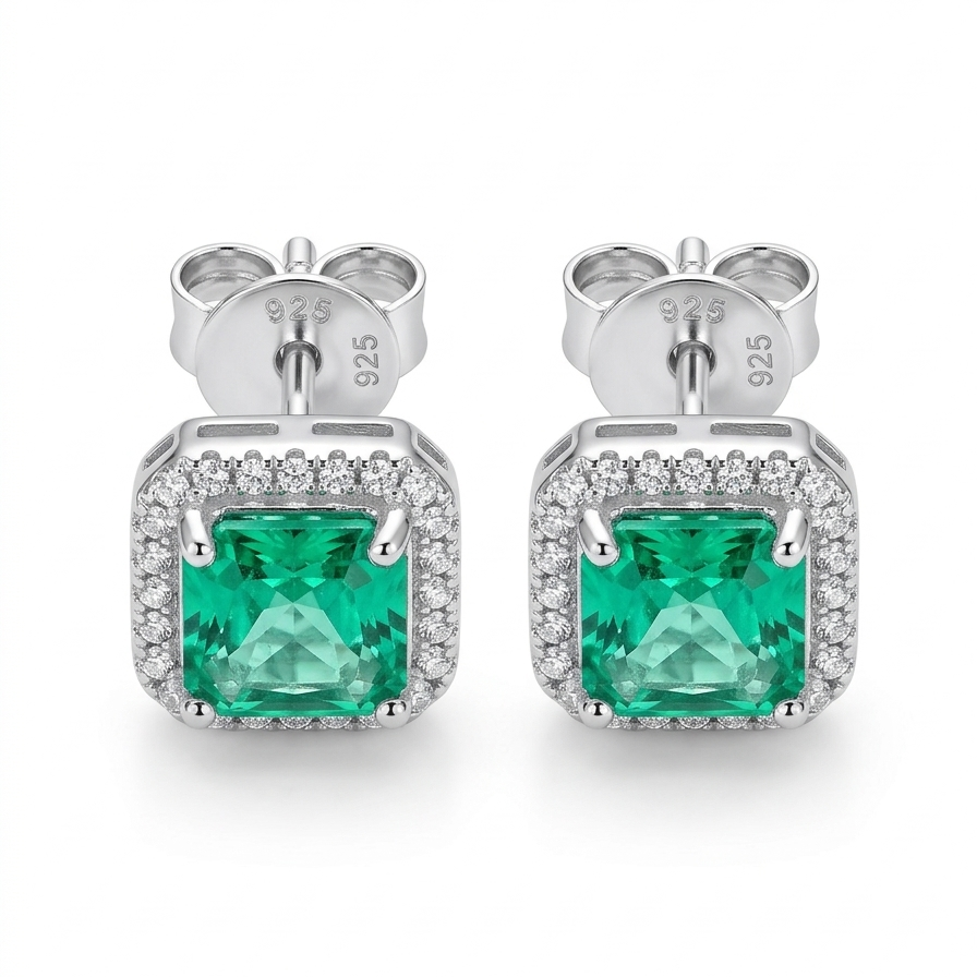 Aretes Alice (Esmeralda & Halo Real)