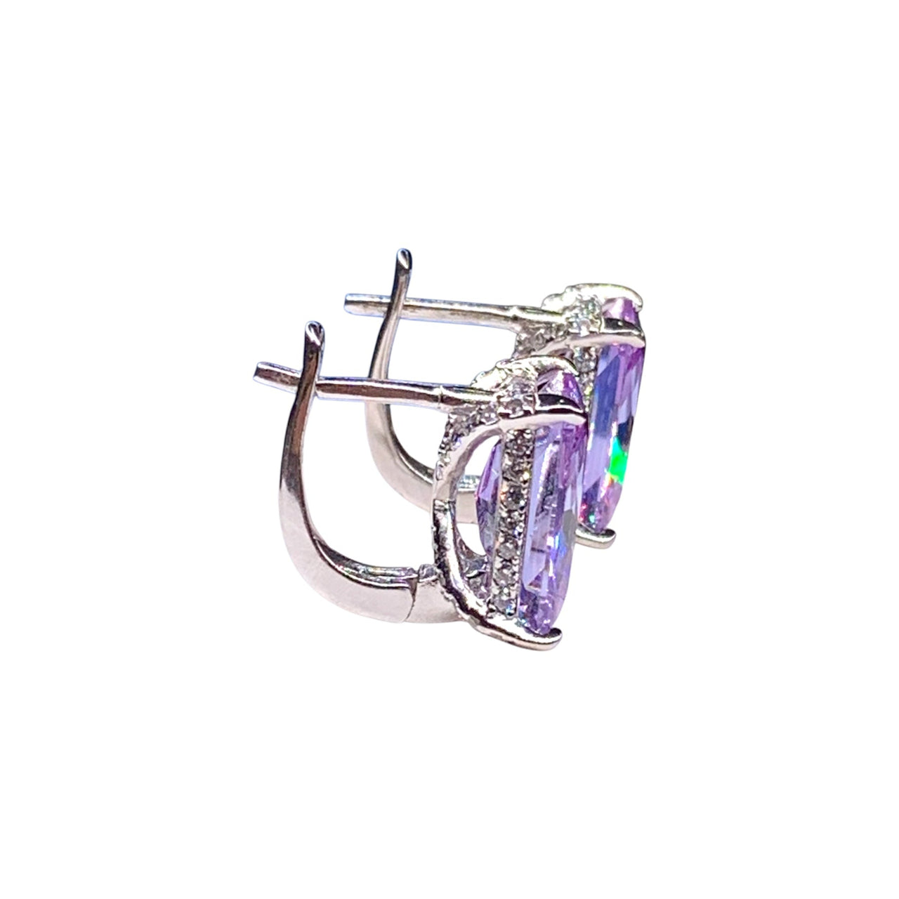 Arracadas de Amatista con Hidden Halo de Topacio Blanco