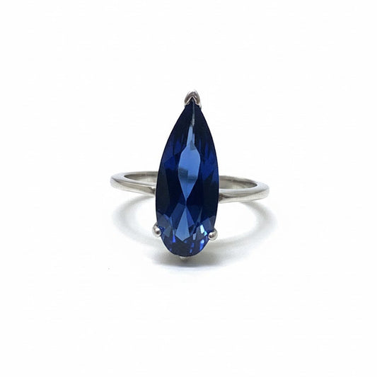 Anillo de plata corte Pera Alargada