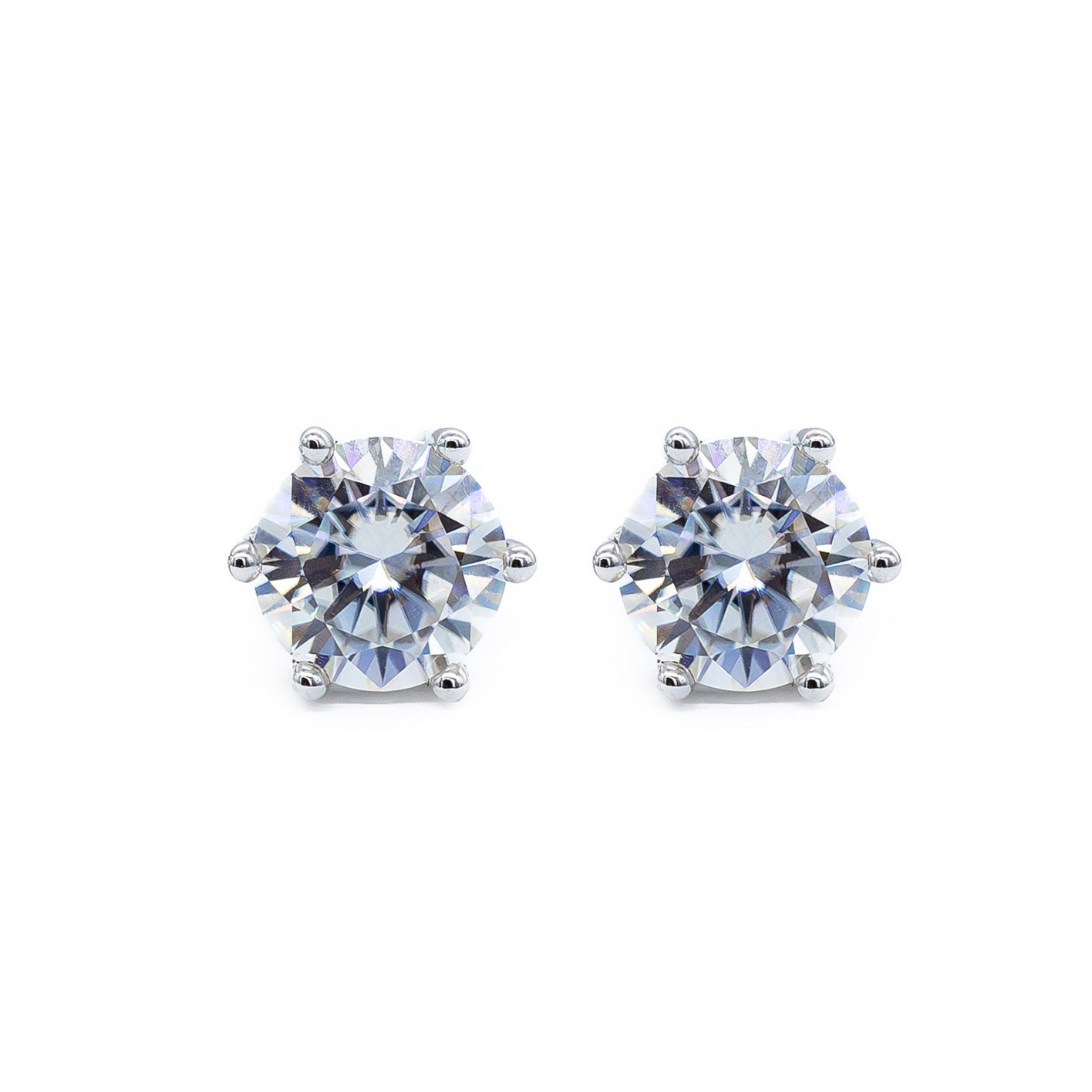 Aretes en Plata .925 y Moissanita Solitaria de 1 Ct