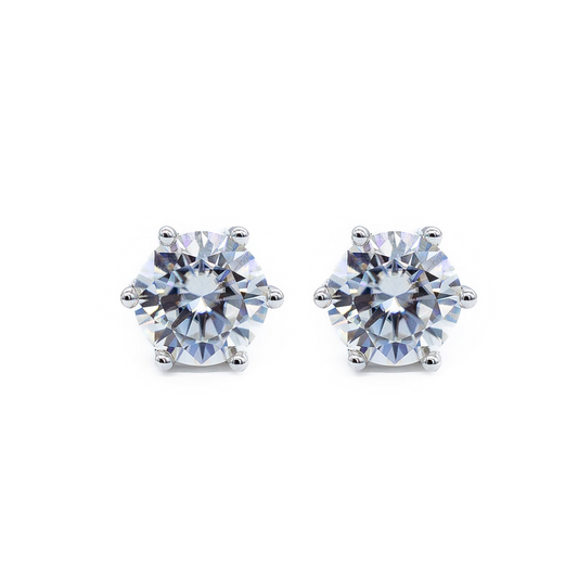 Aretes en Plata .925 y Moissanita Solitaria de 1 Ct