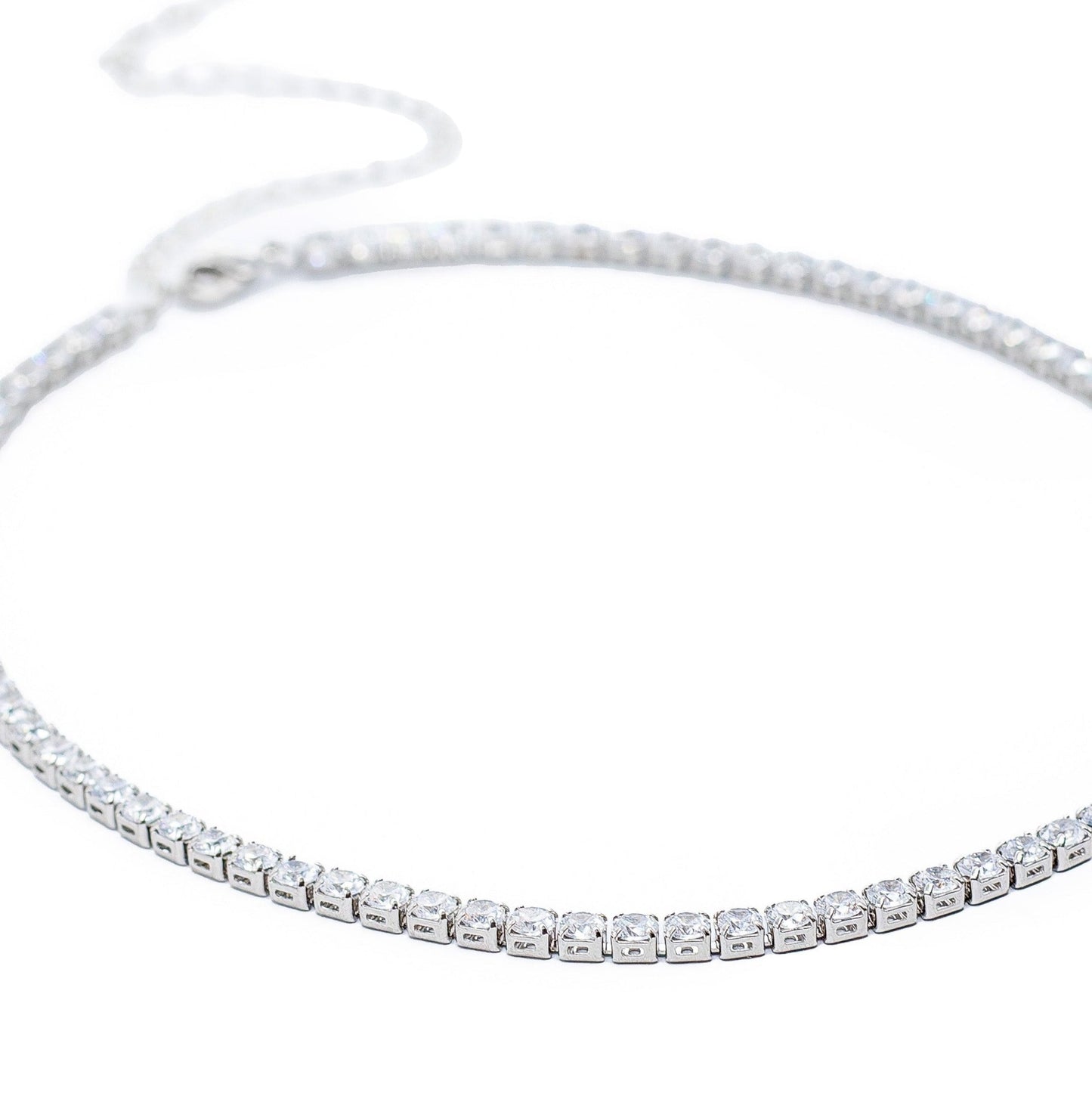 Choker tipo Tennis de Rodio con Zirconias AAA: