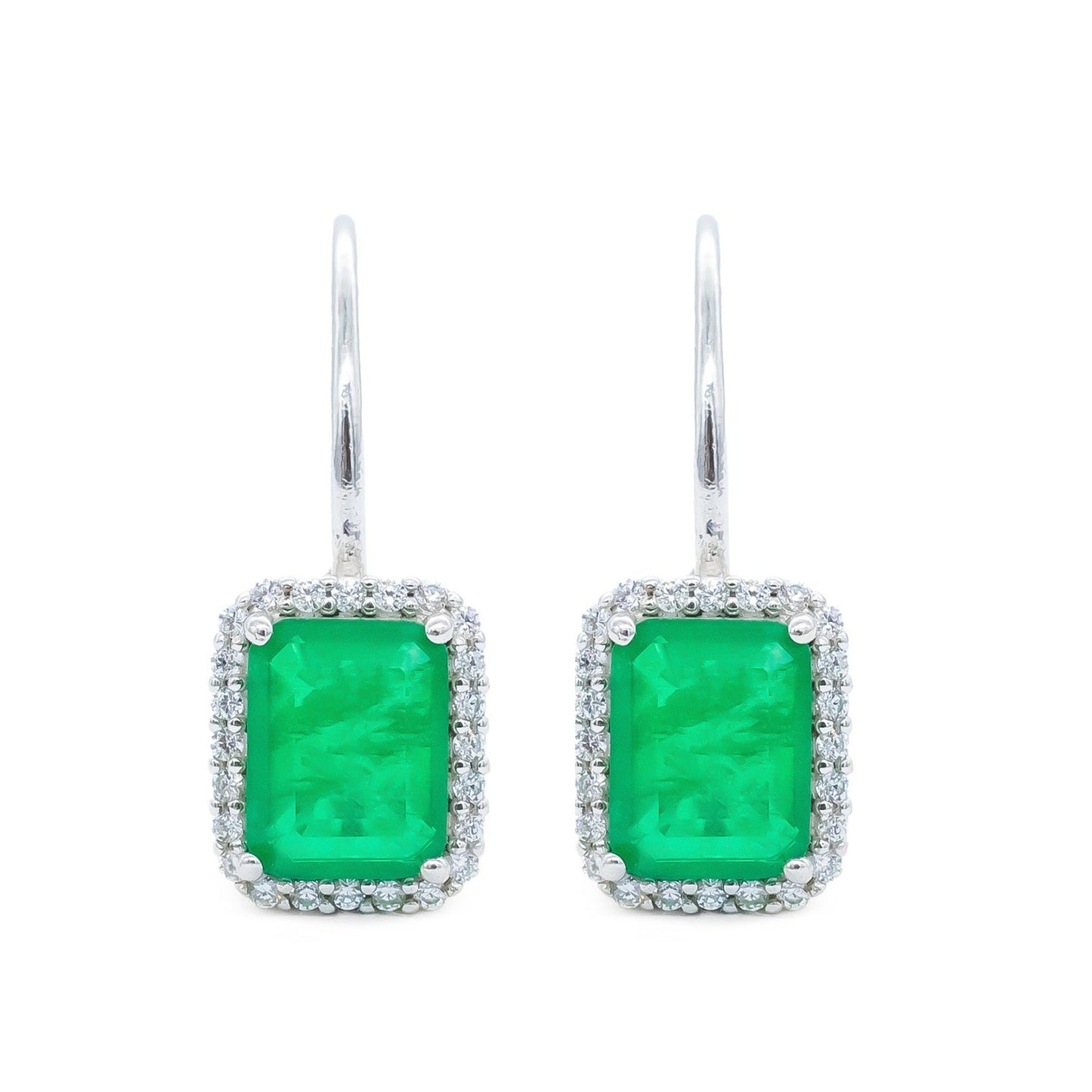 Aretes "Esmeralda Colombiana Rectangular" de Plata 925