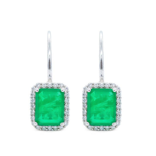 Aretes "Esmeralda Colombiana Rectangular" de Plata 925