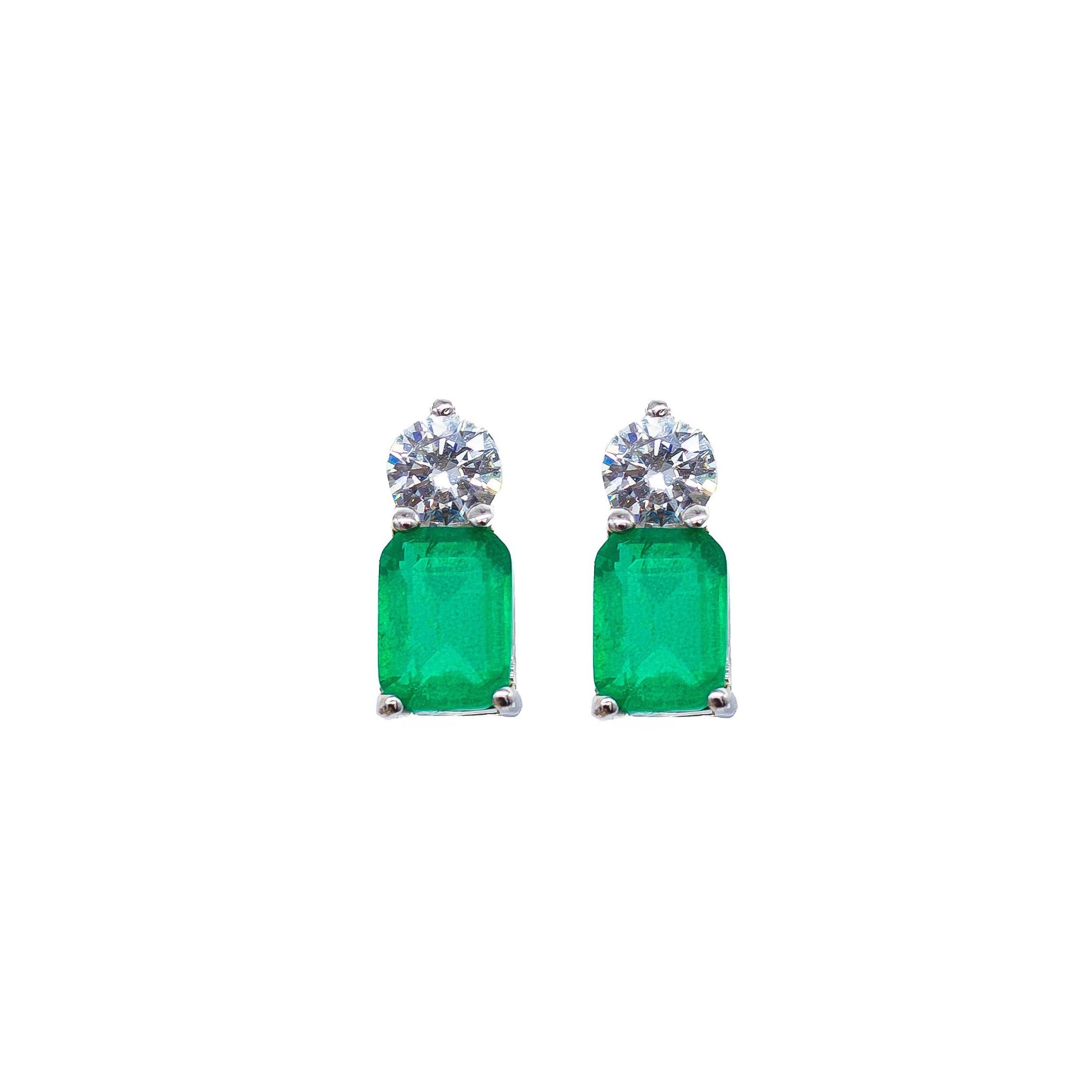 Aretes Esmeralda Colombiana Brillante de Plata 925