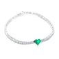 Pulsera Corazón Esmeralda Colombiana de Plata 925 con Topacio Blanco