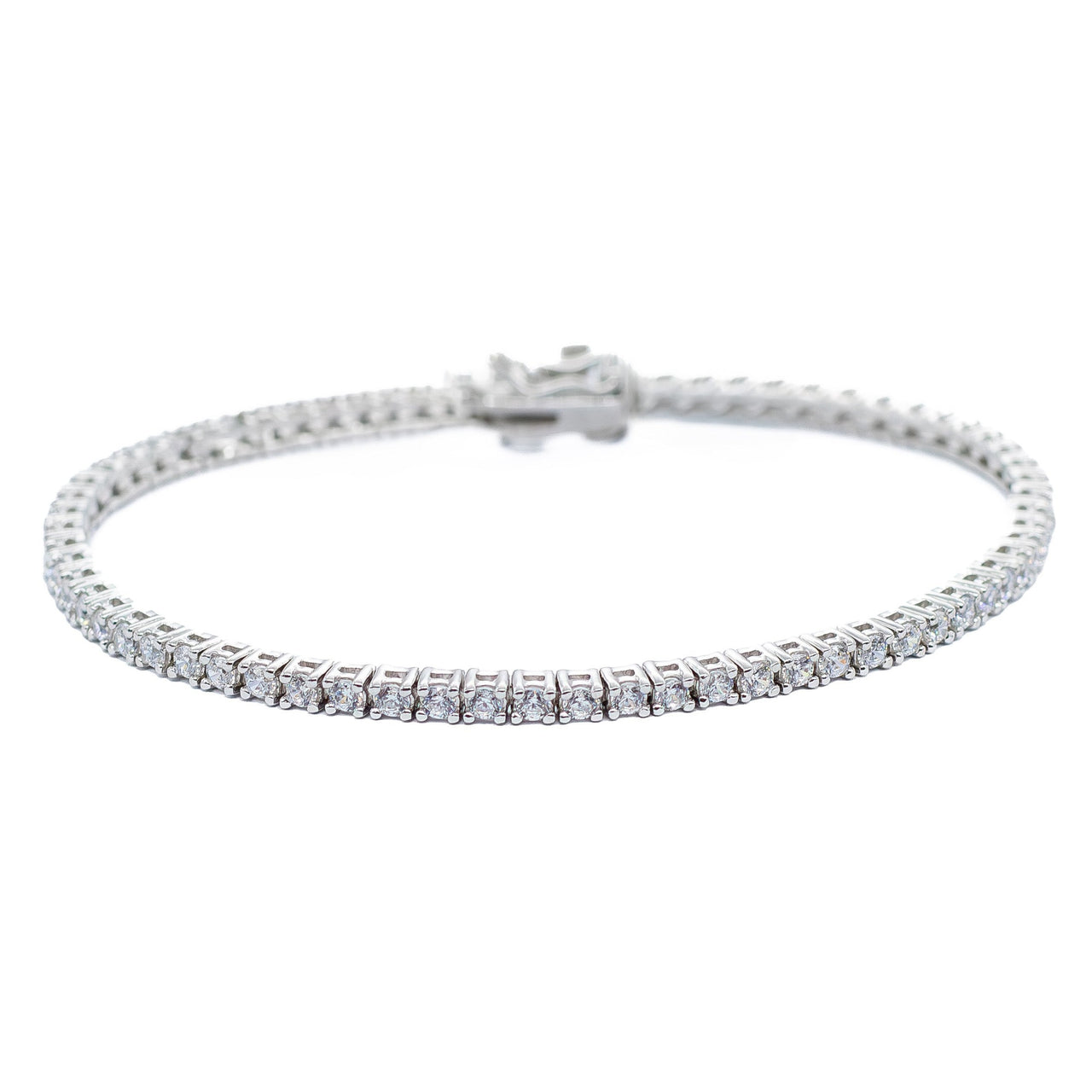 Pulsera Tennis en Plata .925 con Baño de Rodio y Piedras Cultivadas en Laboratorio