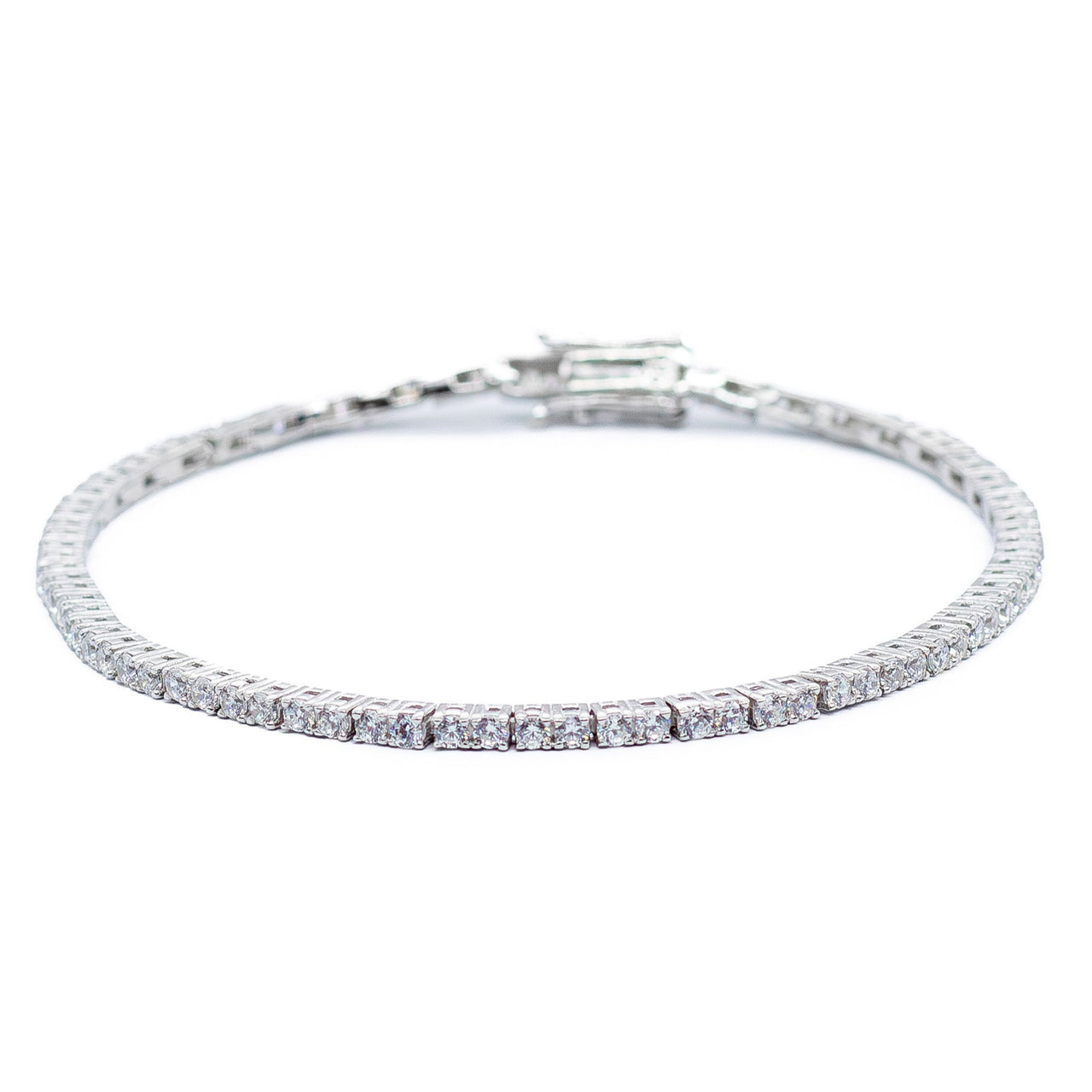 Pulsera Tennis en Plata .925 con Baño de Rodio y Piedras Cultivadas en Laboratorio