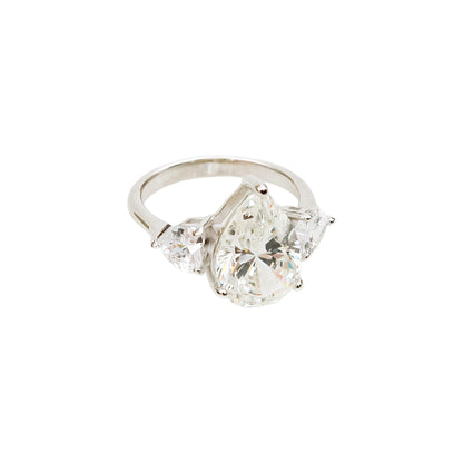 Anillo Triple Corte Pera en Plata.925