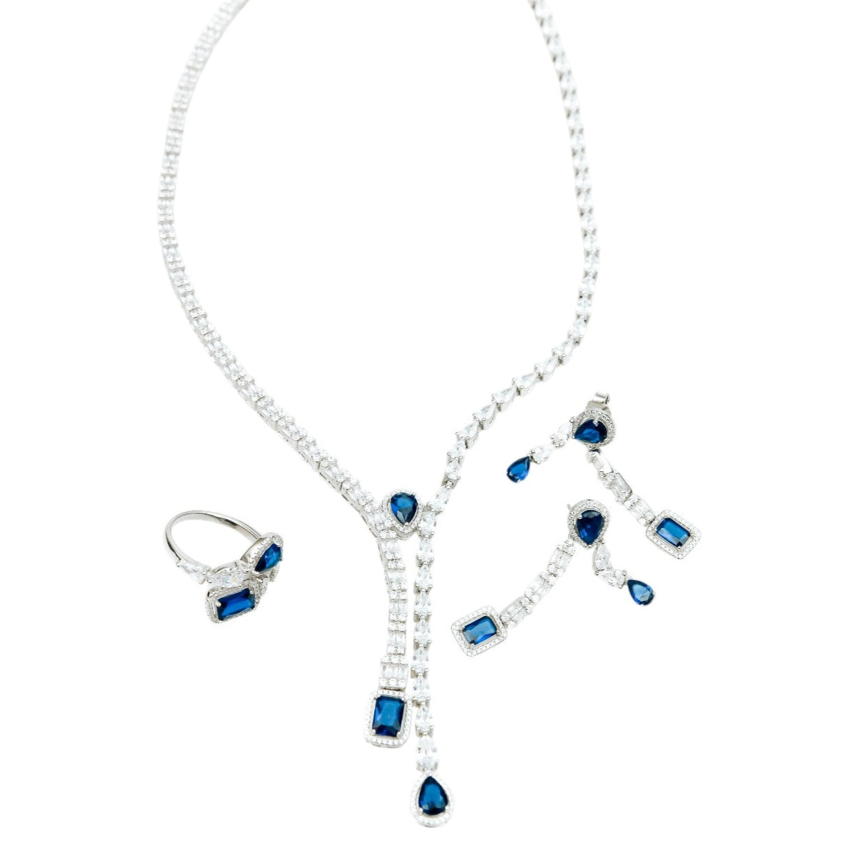 Set de Joyería con Zafiros y Topacios Blancos