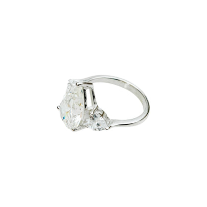 Anillo Triple Corte Pera en Plata.925