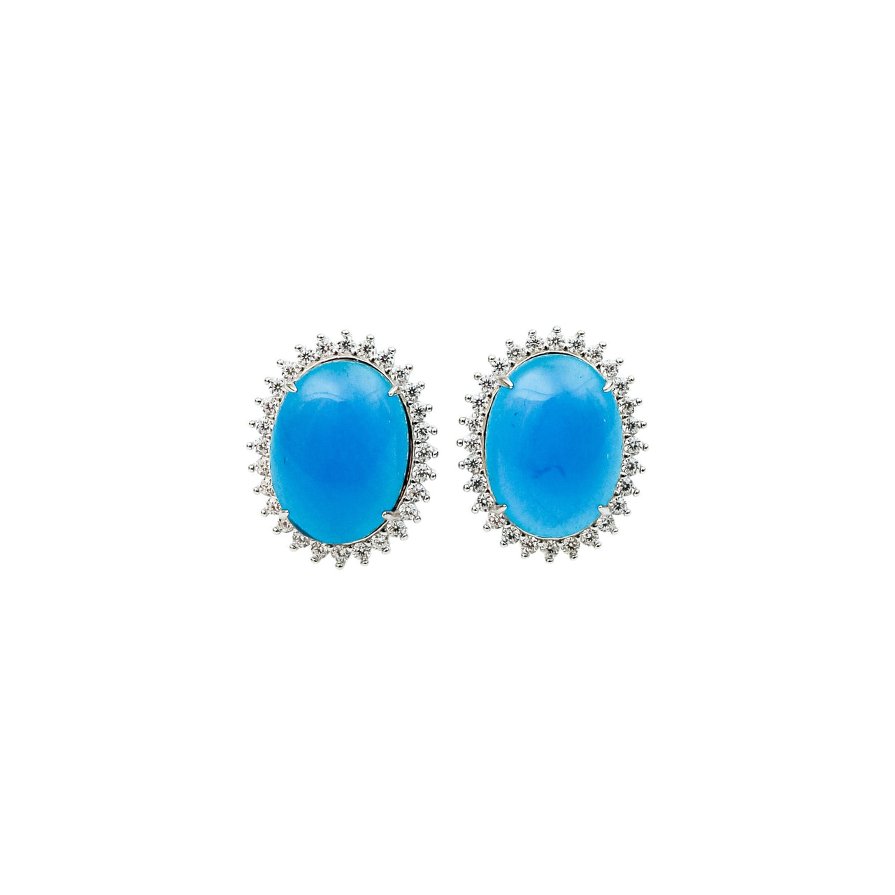 Aretes de Cuarzo Azul con Halo de Topacio Blanco.