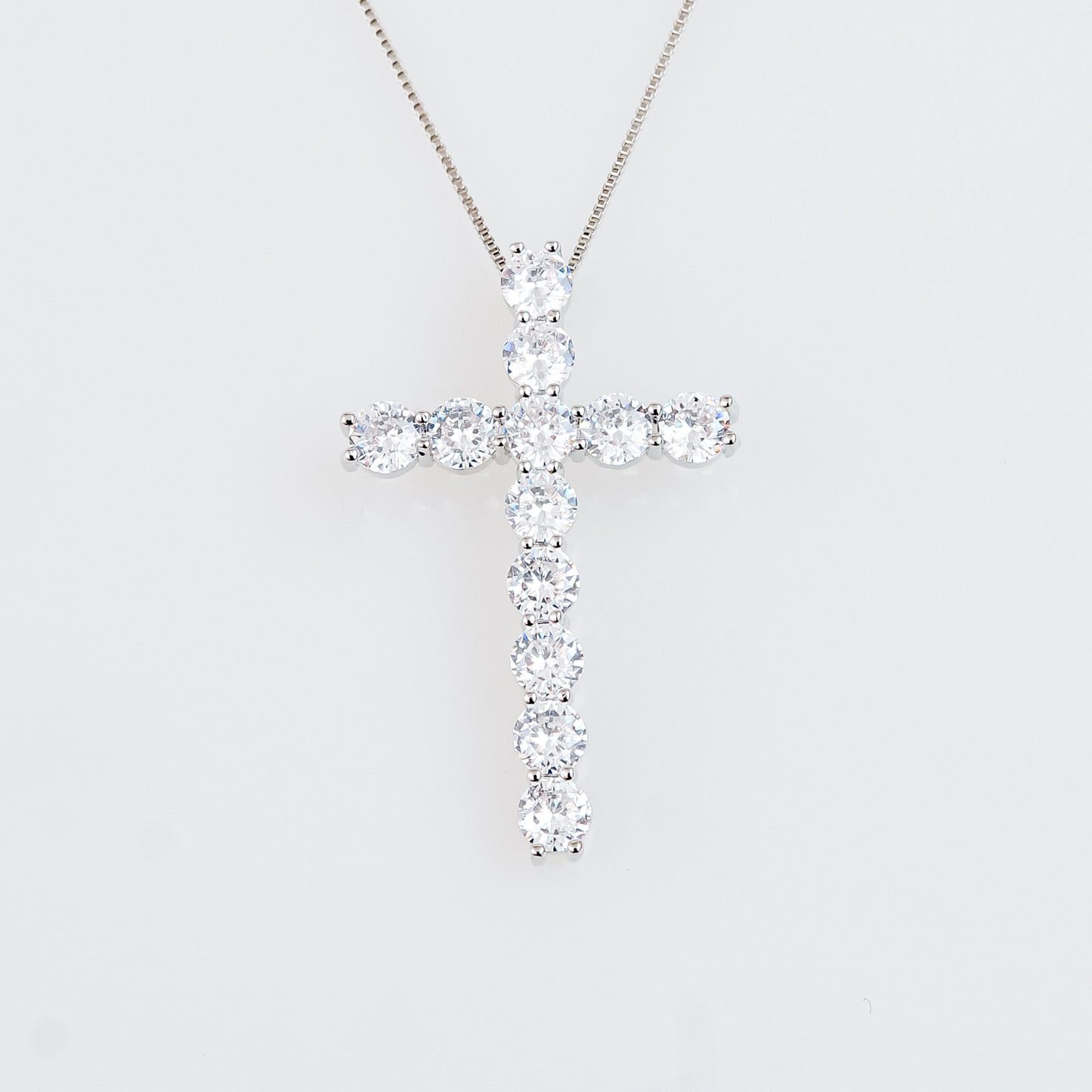 Cruz de Rodio con Zirconias AAA en Rosa y Blanco