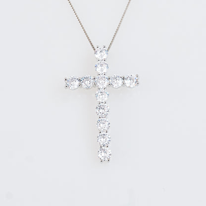 Cruz de Rodio con Zirconias AAA en Rosa y Blanco