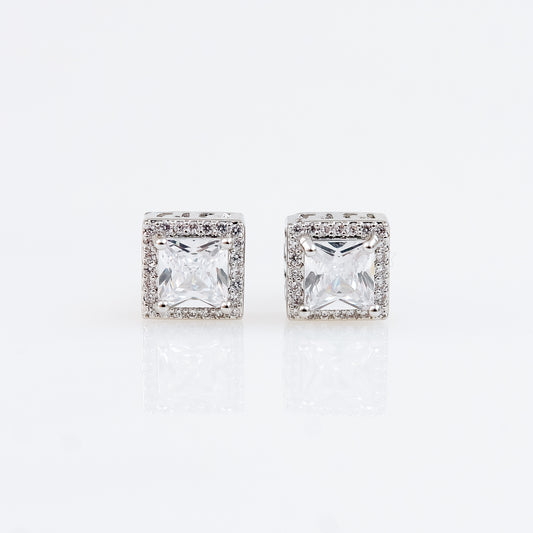 Aretes Stud Cuadrados de Zirconia AAA Micropavé