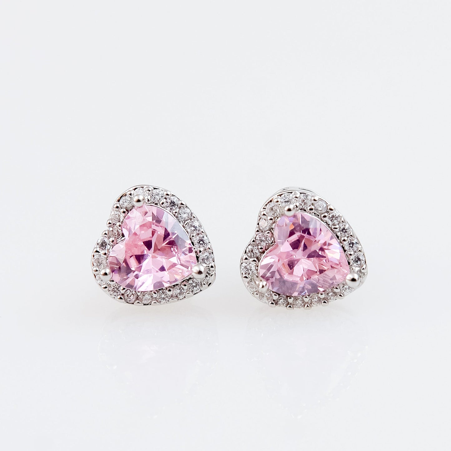 Aretes Stud Corazón de Zirconia Rosa