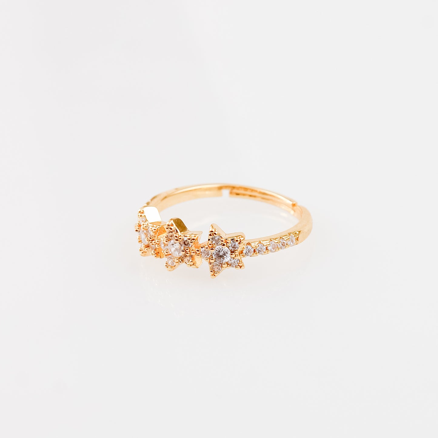 Anillo Ajustable con Baño de Oro de 18k y Zirconias AAA