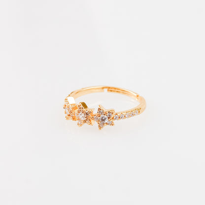 Anillo Ajustable con Baño de Oro de 18k y Zirconias AAA