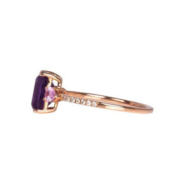 Anillo de Oro Rosa de 14k con Amatista