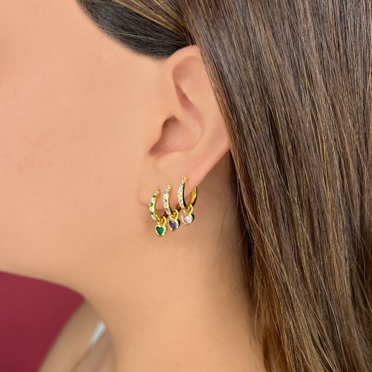Hoops corazones colgantes de colores (LN0105)