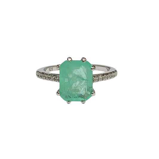 Anillo de Paraíba con Topacios Blancos